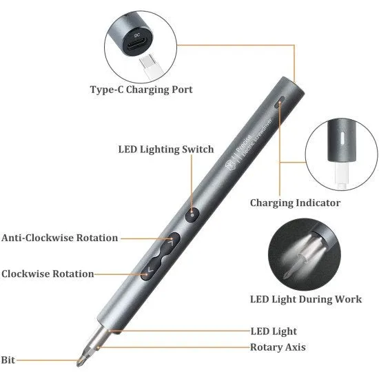 28-in-1 Rechargeable Cordless Electric Mini Screwdriver Set