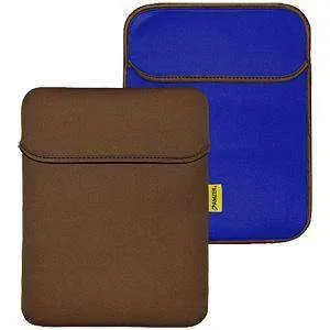 Amzer® Reversible Neoprene Vertical Sleeve with Pocket - Chocolate Brown/ Teal Blue