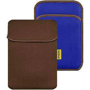 Amzer® Reversible Neoprene Vertical Sleeve with Pocket - Chocolate Brown/ Teal Blue