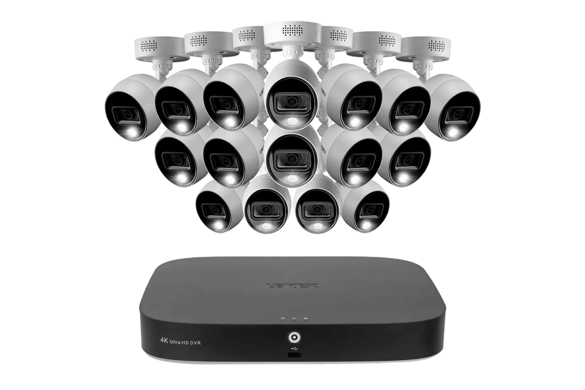 Lorex 4K 20-Channel (16 Wired and 4 Wi-Fi) 2TB Wired DVR System with Analog Active Deterrence Cameras