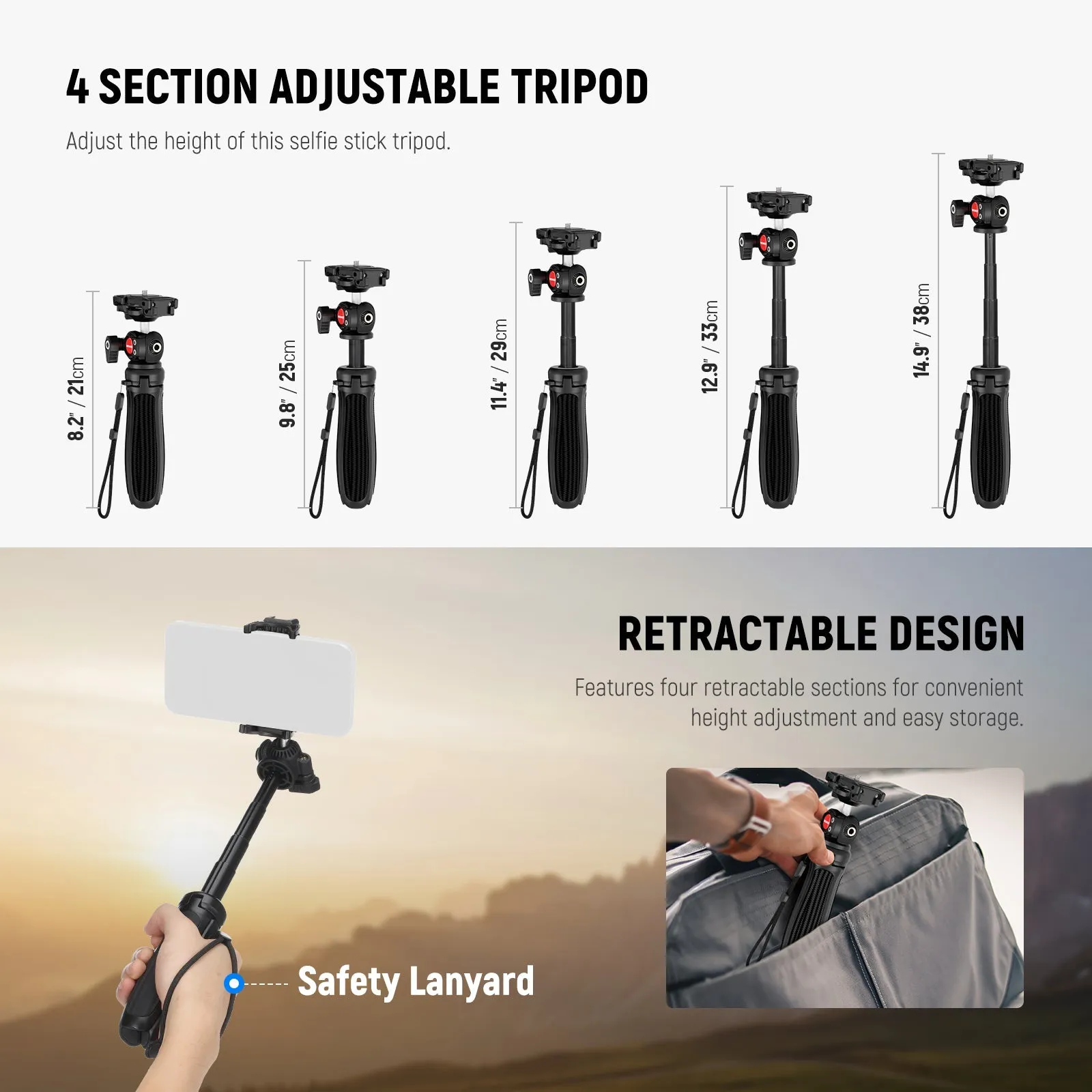 NEEWER TP38 15" Mini Tripod for Phone Action Camera