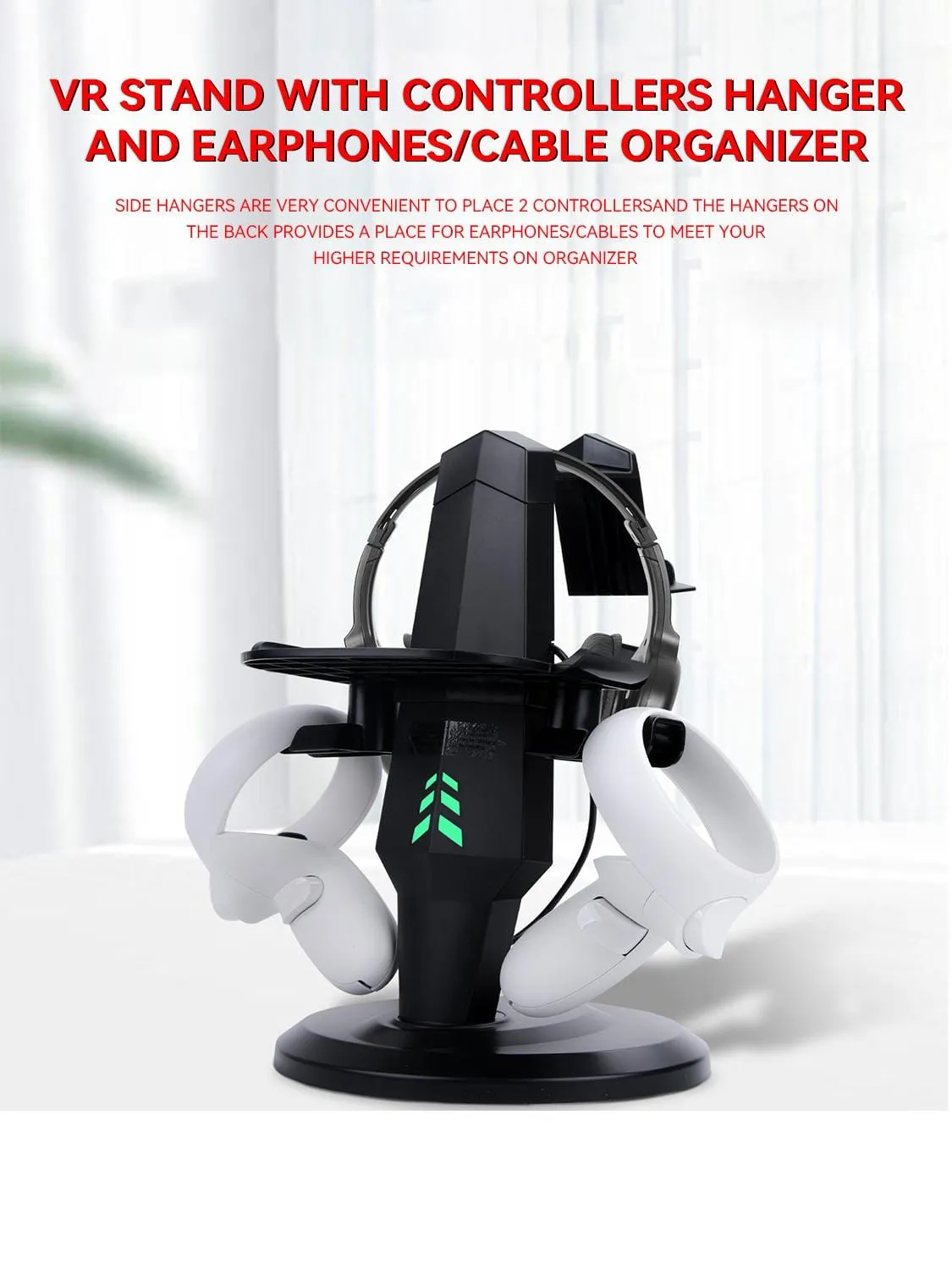 Oculus Quest 2 Accessories Stand - VR Stand With Rotatable Controllers Hanger LED Charging Indicators