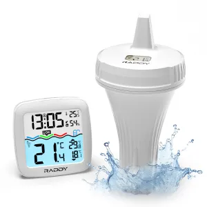 Raddy PT-2 Wireless Pool Thermometer | IPX7 | Alarm Clock | Water Comfort Level | for Pool Hot Tub Bathtub