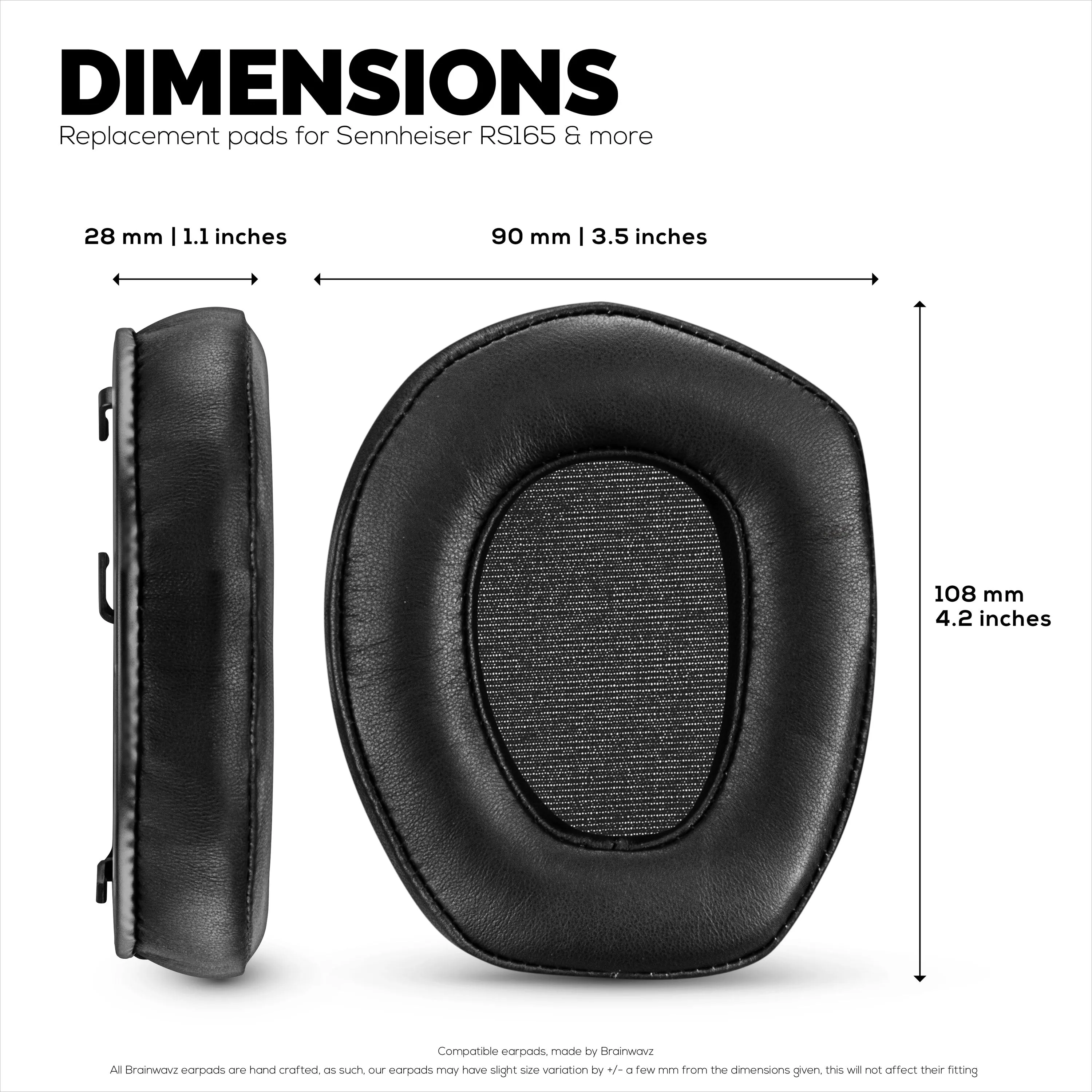 Sheepskin Earpads for SENNHEISER RS165, RS175, RS185 & RS195 Headphones - High Quality, Soft Real Leather & Memory Foam Ear Pad, HDR165, HDR175, HDR185, HDR195