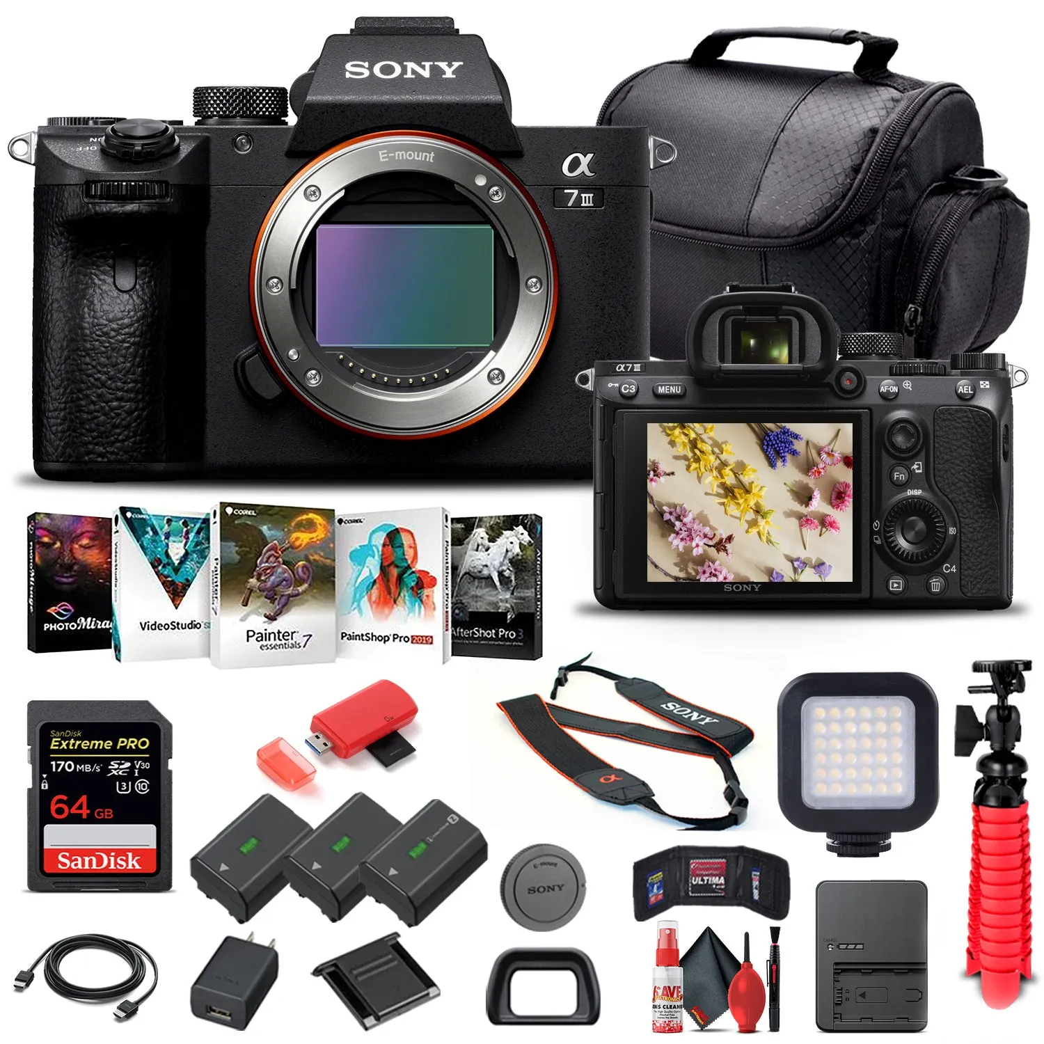 Sony Alpha a7 III Mirrorless Camera Body Only ILCE7M3/B - Advanced Bundle