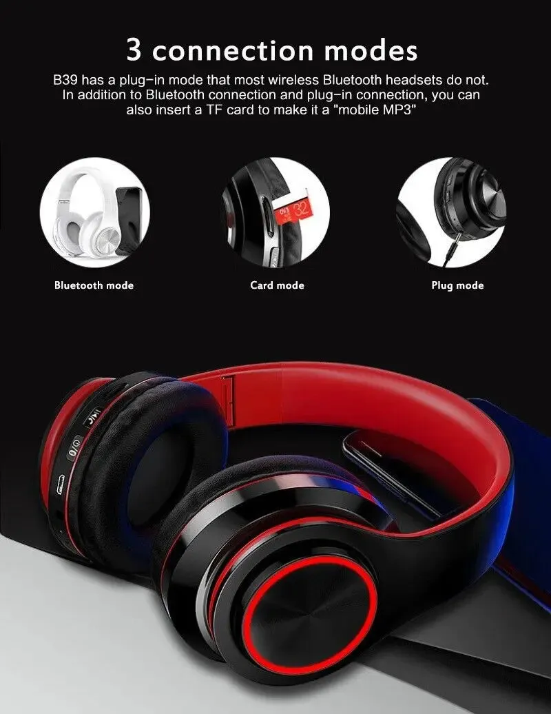 Super Bass Wireless Bluetooth Headphones Foldable Stereo Earphones