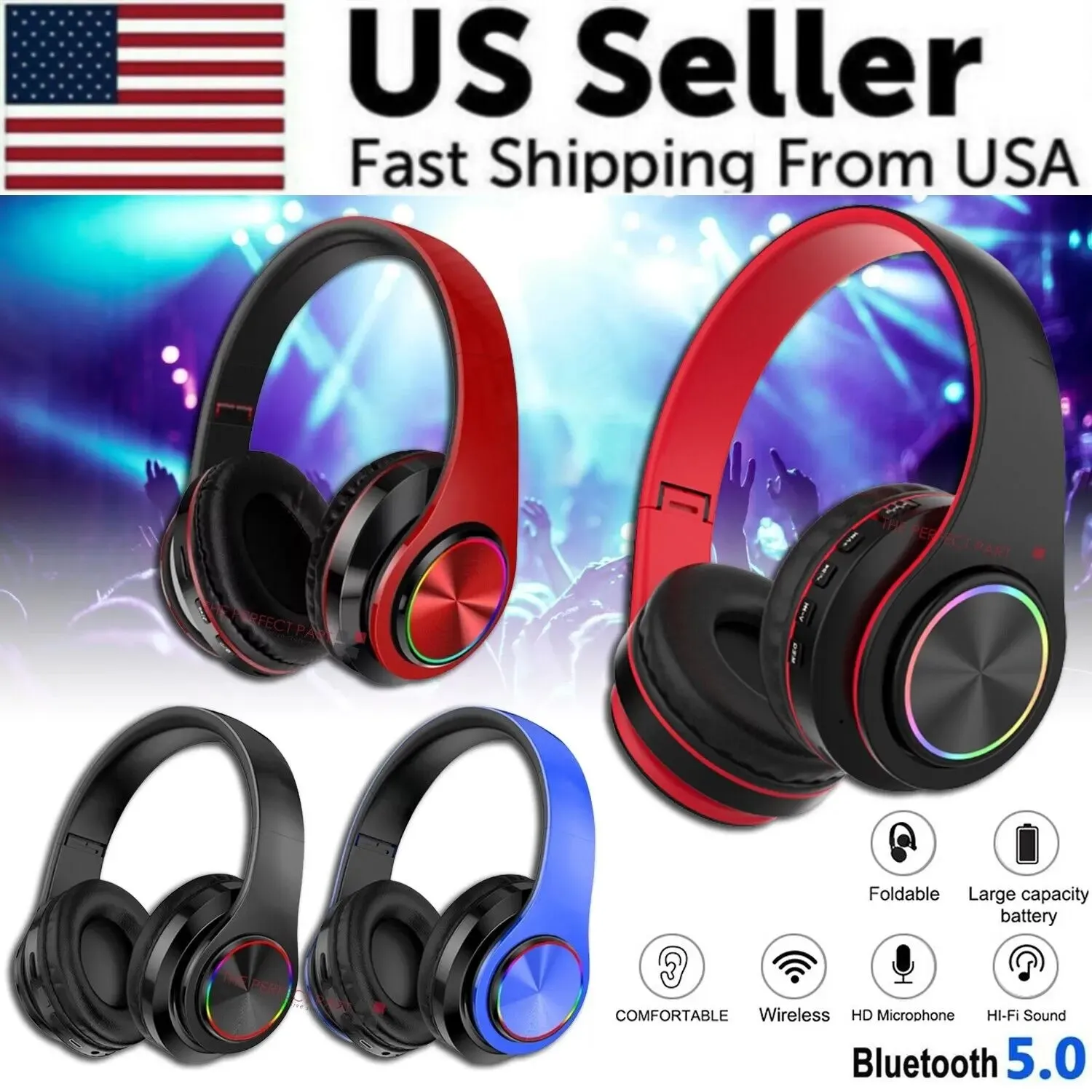 Super Bass Wireless Bluetooth Headphones Foldable Stereo Earphones