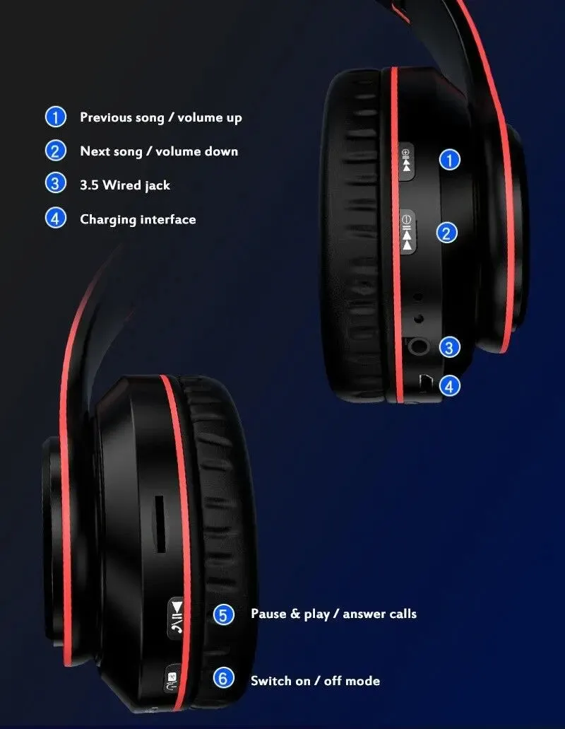 Super Bass Wireless Bluetooth Headphones Foldable Stereo Earphones