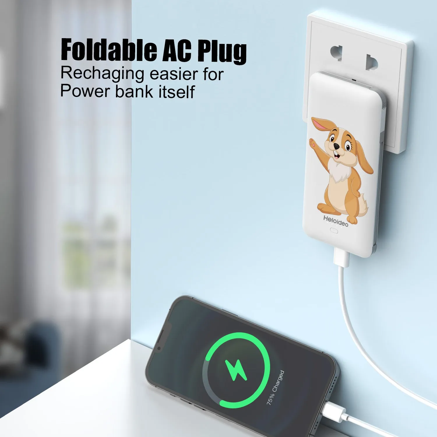 Ultra-Slim 20W AC plug Power Bank with wall charger  Heloideo PB180