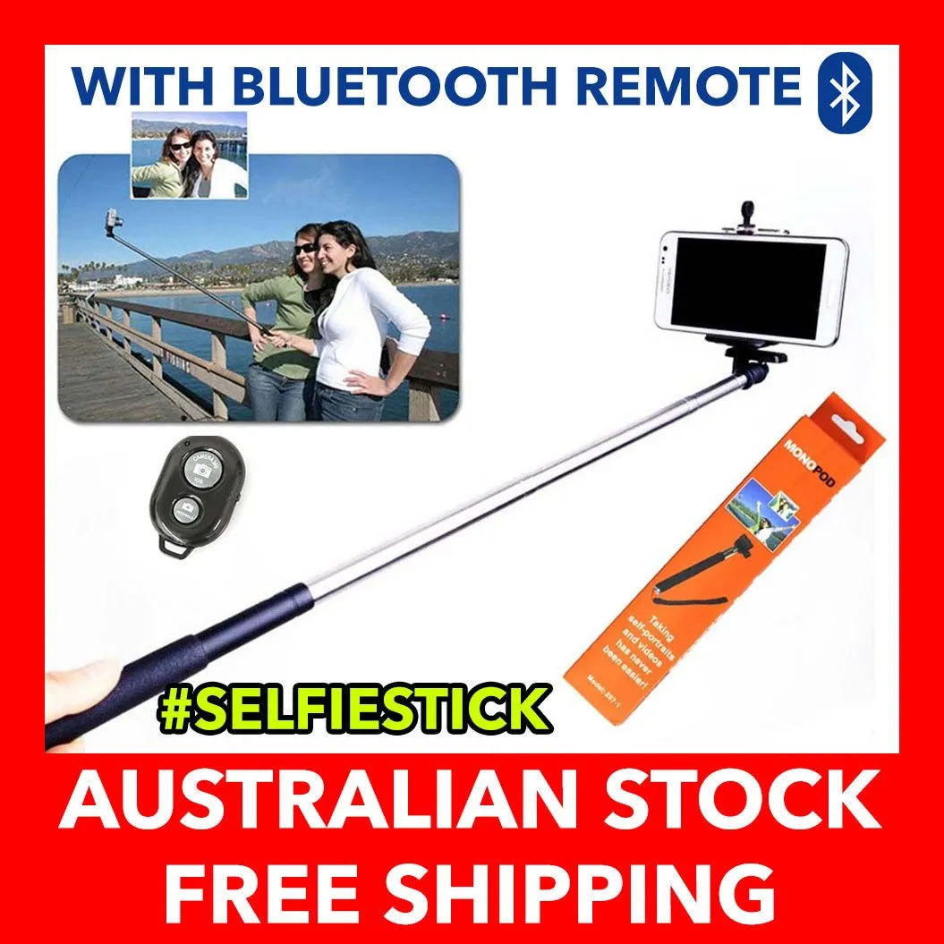 Universal Monopod Extendable Selfie Stick with Bluetooth Shutter Remote Control