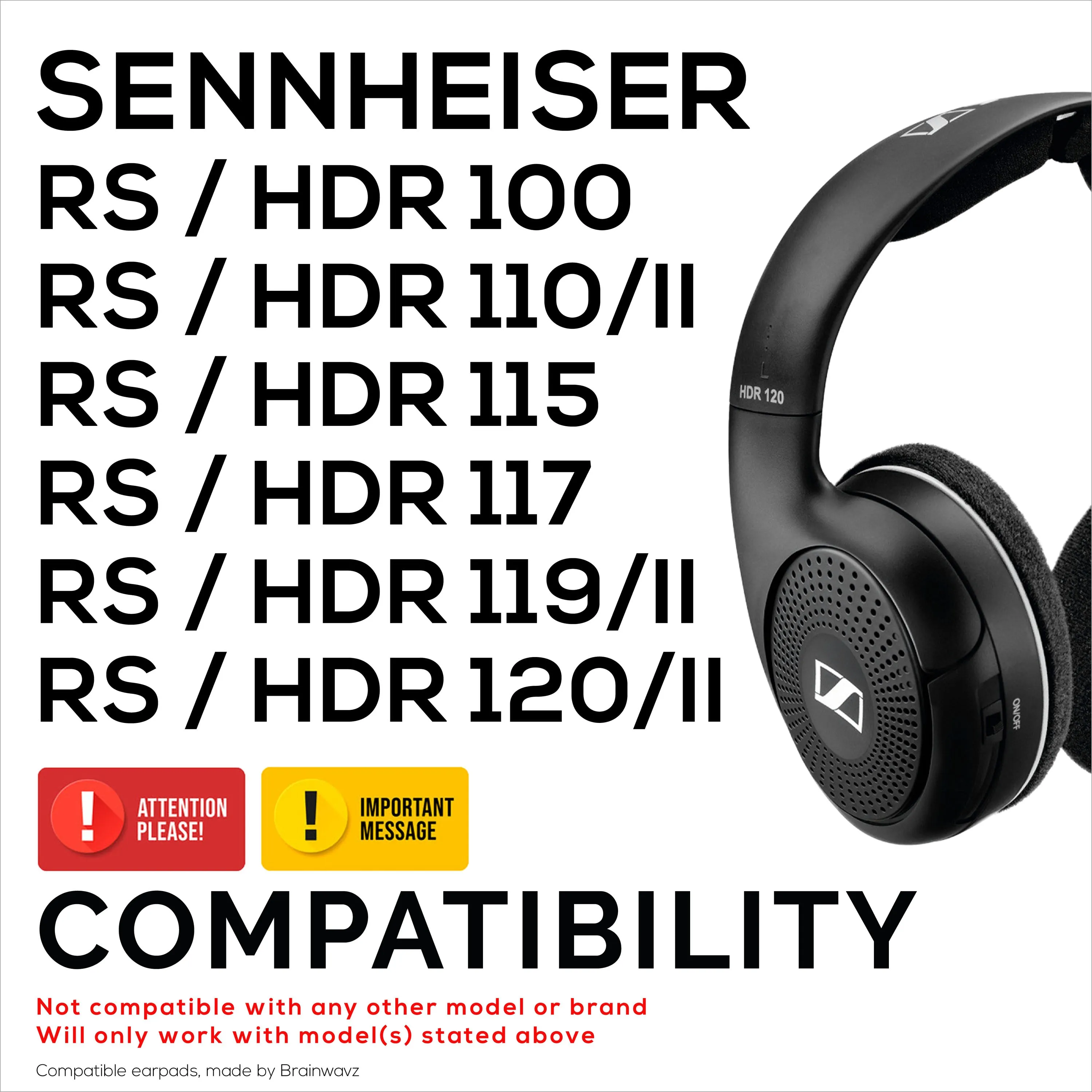 Velour Earpads for SENNHEISER RS120, RS110, RS115, RS117, RS119 Headphones - Soft Foam Ear Pad - HDR 120, HDR100, HDR110, HDR117, HDR119