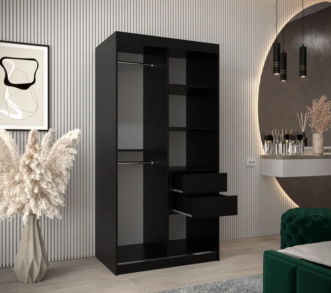 Wave Sliding Door Wardrobe 100cm