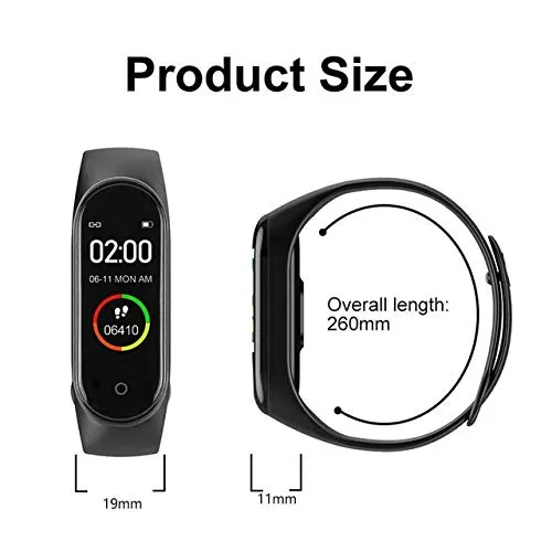 WELROCK M4 Bluetooth Smart Band OLED Touch Display Activity Tracker Fitness Band Waterproof & Sweatproof Long Battery Life Suitable for All Android & iOS Devices Code - (M4 Band_49, Black)