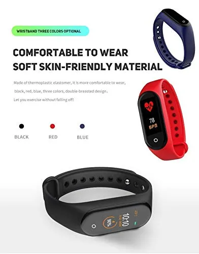 WELROCK M4 Bluetooth Smart Band OLED Touch Display Activity Tracker Fitness Band Waterproof & Sweatproof Long Battery Life Suitable for All Android & iOS Devices Code - (M4 Band_49, Black)